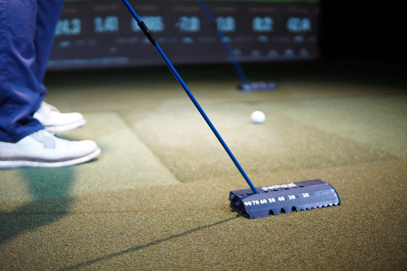 Master Your Swing Plane with Precision Angles - pathpal split into two halves with maximum versatility with a golf ball place in between to help golfer fix their slice