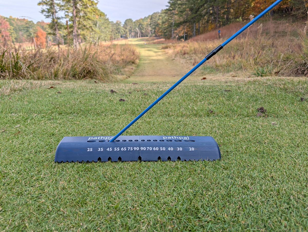 PathPal Gen 2 alignment base showing multiple angle vectors for swing path training